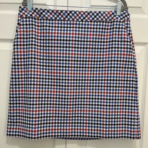 Talbots Dresses & Skirts - Talbots Women's Skirt 14P Red White Blue/Black Striped A-Line Lined Side Zipper.